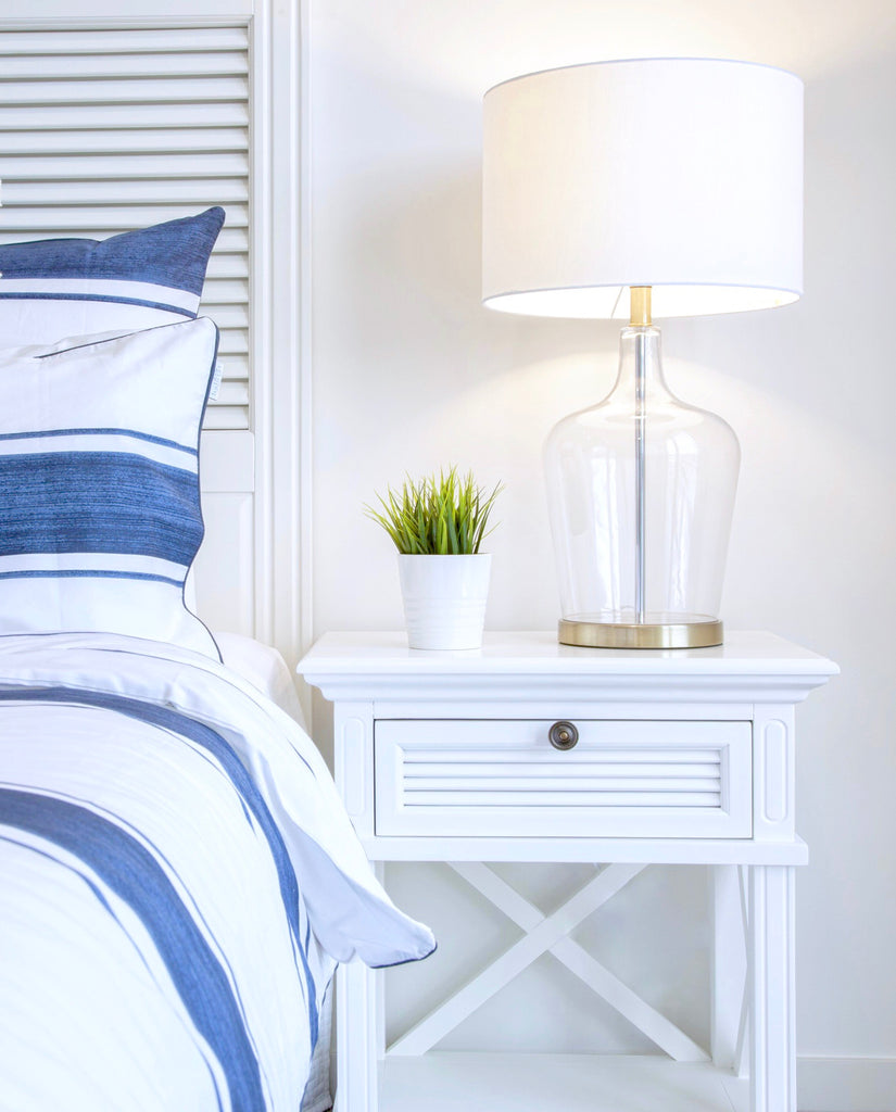 Blue and deals white bedside table