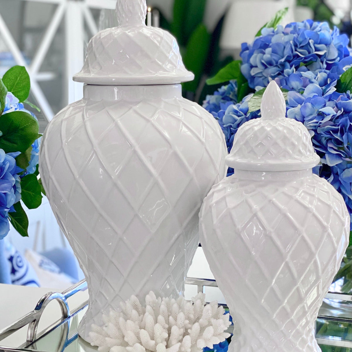 Buy Hamptons 'Temple' Handmade White Ginger Jars
